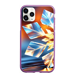 Чехол iPhone 11 Pro матовый Реалистичная снежинка на теплом фоне, цвет: 3D-фиолетовый