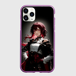 Чехол iPhone 11 Pro матовый Хонкай- Кафка, цвет: 3D-фиолетовый