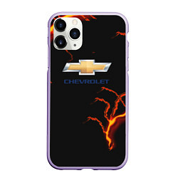 Чехол iPhone 11 Pro матовый Chevrolet лого шторм, цвет: 3D-светло-сиреневый