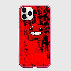 Чехол iPhone 11 Pro матовый Super Meat Boy краски, цвет: 3D-малиновый