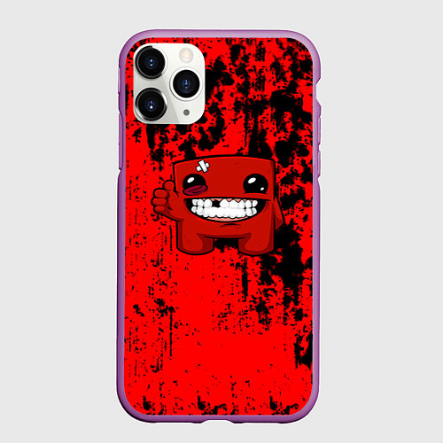 Чехол iPhone 11 Pro матовый Super Meat Boy краски / 3D-Фиолетовый – фото 1