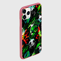 Чехол iPhone 11 Pro матовый Футбол паттерны, цвет: 3D-малиновый — фото 2