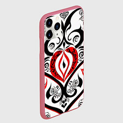 Чехол iPhone 11 Pro матовый Цветные узоры, цвет: 3D-малиновый — фото 2