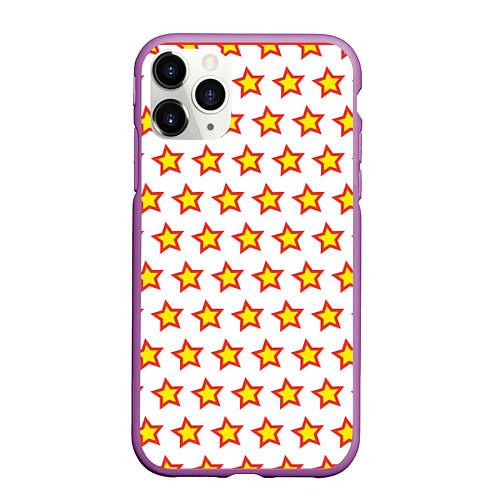 Чехол iPhone 11 Pro матовый Звезды защитника / 3D-Фиолетовый – фото 1