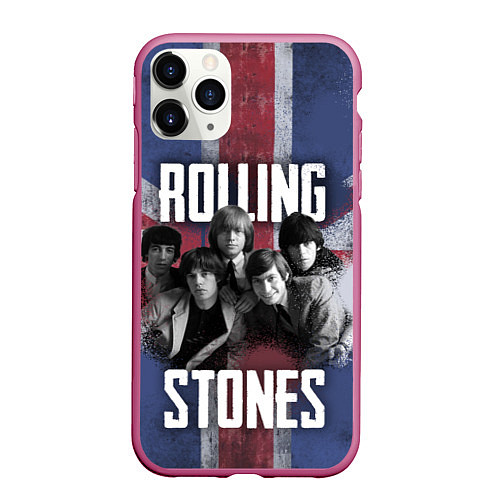 Чехол iPhone 11 Pro матовый Rolling Stones - Great britain / 3D-Малиновый – фото 1