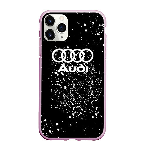 Чехол iPhone 11 Pro матовый Audi белая краска авто спорт / 3D-Розовый – фото 1