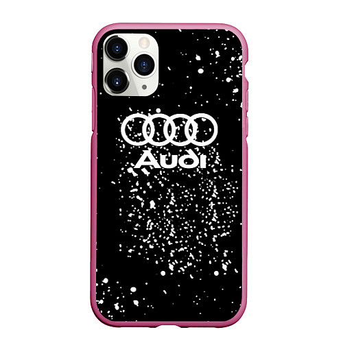 Чехол iPhone 11 Pro матовый Audi белая краска авто спорт / 3D-Малиновый – фото 1