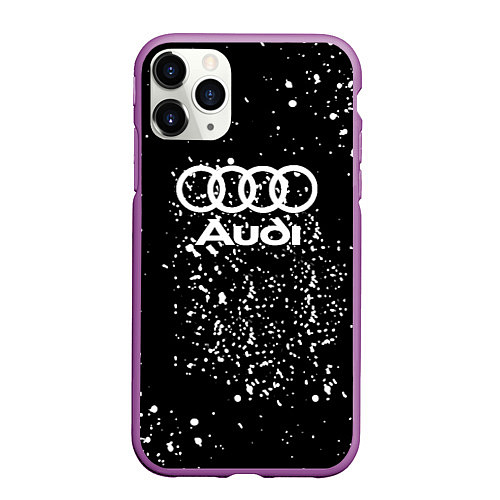 Чехол iPhone 11 Pro матовый Audi белая краска авто спорт / 3D-Фиолетовый – фото 1