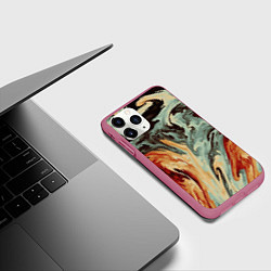 Чехол iPhone 11 Pro матовый Песчаные волны, цвет: 3D-малиновый — фото 2