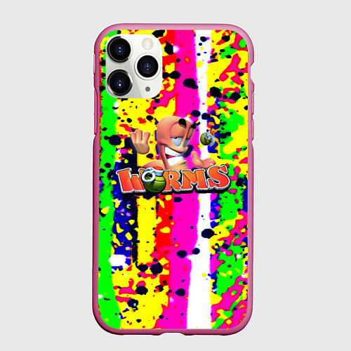 Чехол iPhone 11 Pro матовый Worms true colors / 3D-Малиновый – фото 1