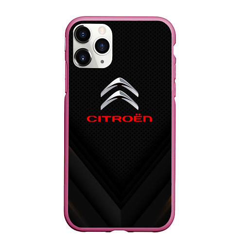 Чехол iPhone 11 Pro матовый Citroen sport geometry / 3D-Малиновый – фото 1