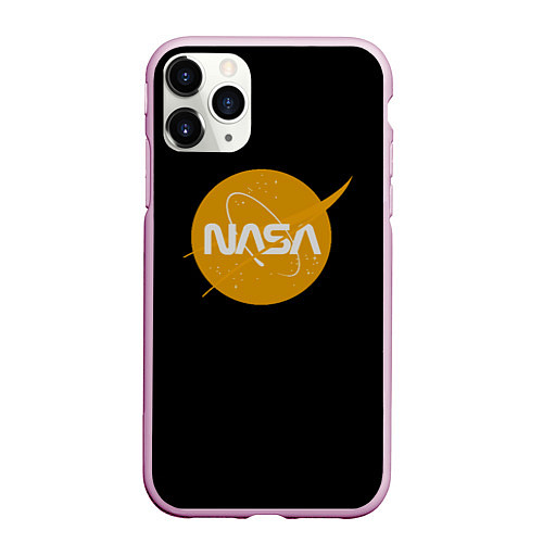 Чехол iPhone 11 Pro матовый NASA yellow logo / 3D-Розовый – фото 1