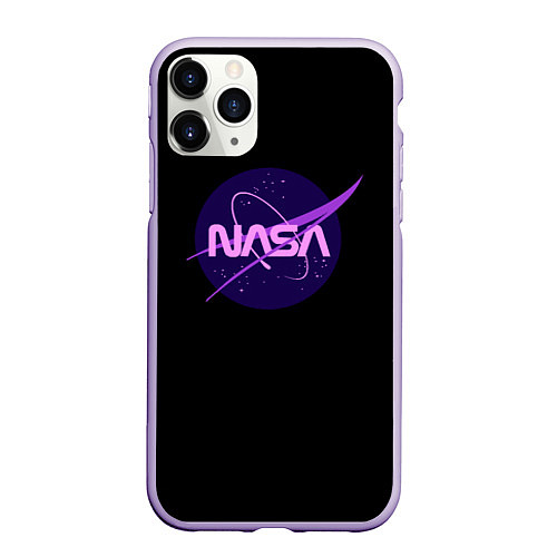 Чехол iPhone 11 Pro матовый NASA neon space / 3D-Светло-сиреневый – фото 1