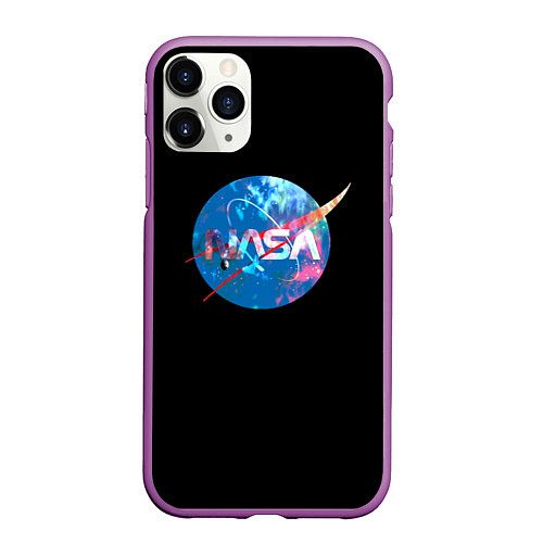 Чехол iPhone 11 Pro матовый NASA true space star / 3D-Фиолетовый – фото 1
