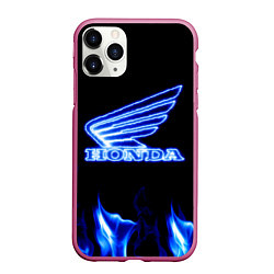 Чехол iPhone 11 Pro матовый Honda neon, цвет: 3D-малиновый