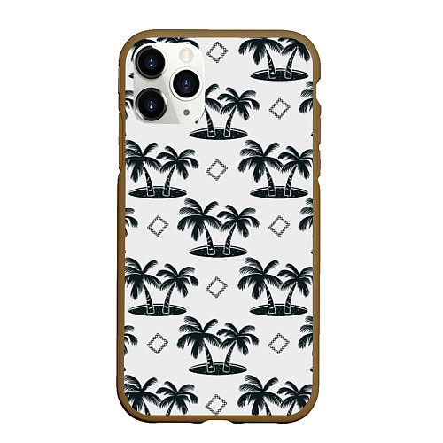 Чехол iPhone 11 Pro матовый Пальма и ромб / 3D-Коричневый – фото 1