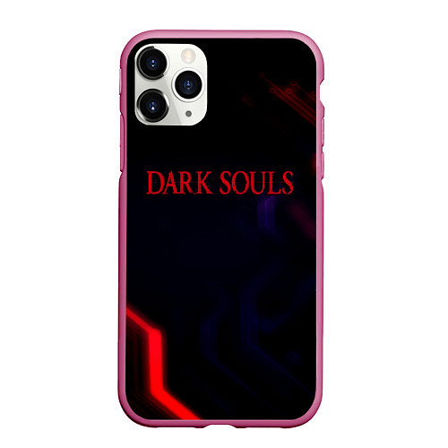 Чехол iPhone 11 Pro матовый Darksouls geometry cybergame / 3D-Малиновый – фото 1