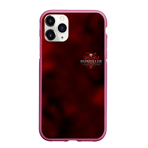 Чехол iPhone 11 Pro матовый Painkiller flame game kill retro / 3D-Малиновый – фото 1