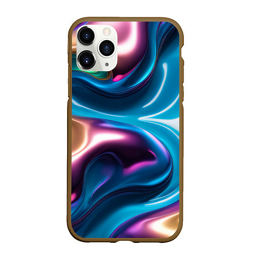Чехол iPhone 11 Pro матовый Жидкий красочный металл / 3D-Коричневый – фото 1