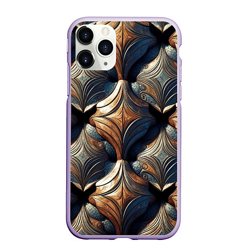 Чехол iPhone 11 Pro матовый Деревянные узоры щита / 3D-Светло-сиреневый – фото 1