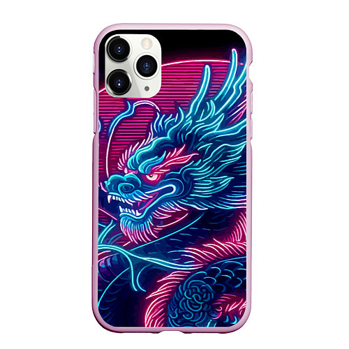 Чехол iPhone 11 Pro матовый Свирепый японский дракон - ирезуми / 3D-Розовый – фото 1