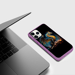 Чехол iPhone 11 Pro матовый Сказочный дракон на скале, цвет: 3D-фиолетовый — фото 2