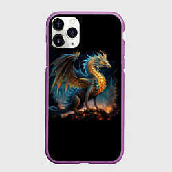 Чехол iPhone 11 Pro матовый Сказочный дракон на скале, цвет: 3D-фиолетовый
