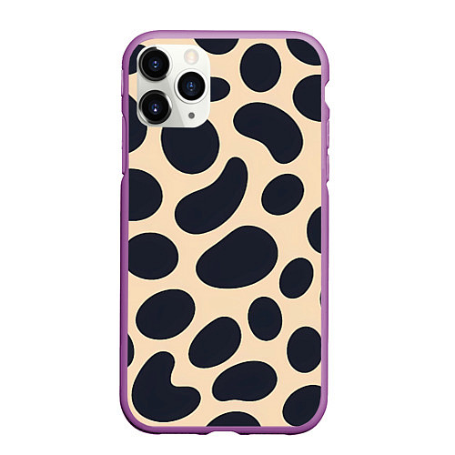Чехол iPhone 11 Pro матовый Пятнышки леопарда / 3D-Фиолетовый – фото 1