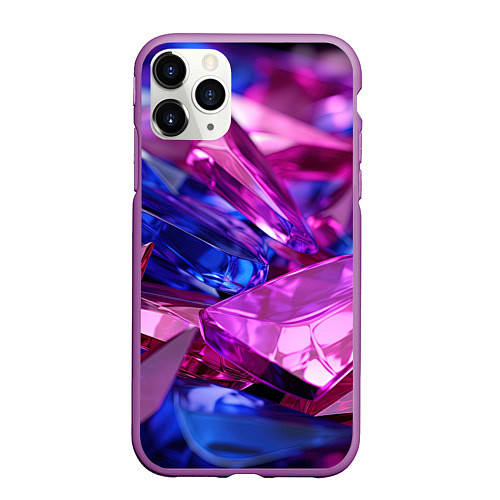 Чехол iPhone 11 Pro матовый Розовые и синие битые стекла / 3D-Фиолетовый – фото 1