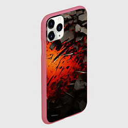 Чехол iPhone 11 Pro матовый Черные камни на красном взрыв, цвет: 3D-малиновый — фото 2