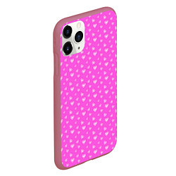 Чехол iPhone 11 Pro матовый Розовый маленькие сердечки, цвет: 3D-малиновый — фото 2