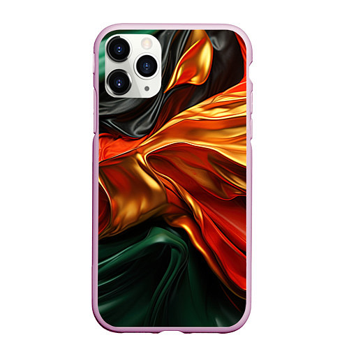 Чехол iPhone 11 Pro матовый Оранжевая и зеленый абстракция / 3D-Розовый – фото 1