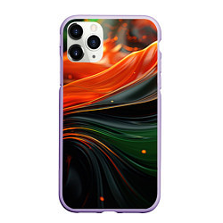 Чехол iPhone 11 Pro матовый Оранжевая и зеленый абстракция