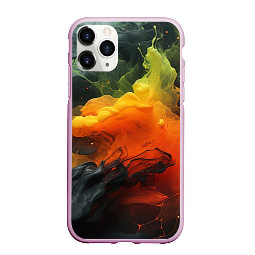 Чехол iPhone 11 Pro матовый Взрыв оранжевой краски / 3D-Розовый – фото 1