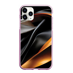 Чехол iPhone 11 Pro матовый Черная и оранжевая материя