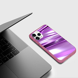 Чехол iPhone 11 Pro матовый Нежные фиолетовые полосы абстракта, цвет: 3D-малиновый — фото 2