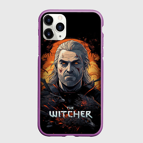 Чехол iPhone 11 Pro матовый Ведьмак арт иллюстрация / 3D-Фиолетовый – фото 1