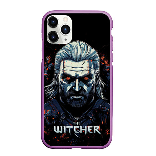 Чехол iPhone 11 Pro матовый Ведьмак арт / 3D-Фиолетовый – фото 1