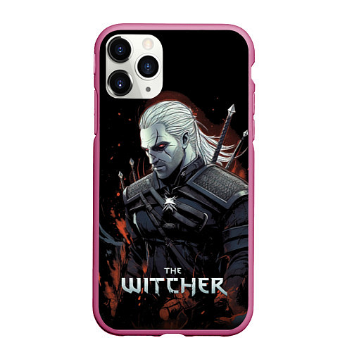 Чехол iPhone 11 Pro матовый Ведьмак Геральт из Ривии / 3D-Малиновый – фото 1