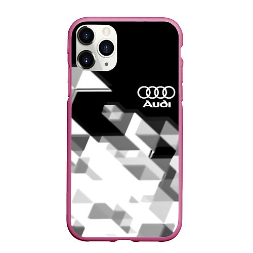 Чехол iPhone 11 Pro матовый AUDI geometry sport / 3D-Малиновый – фото 1