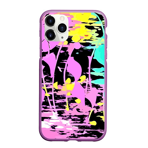 Чехол iPhone 11 Pro матовый Color expressive abstraction / 3D-Фиолетовый – фото 1