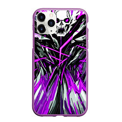 Чехол iPhone 11 Pro матовый Череп и фиолетовые полосы, цвет: 3D-фиолетовый