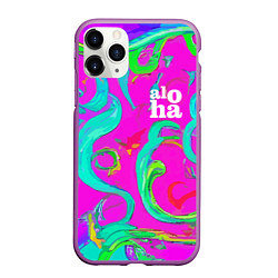 Чехол iPhone 11 Pro матовый Abstract floral pattern - aloha, цвет: 3D-фиолетовый
