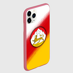 Чехол iPhone 11 Pro матовый Герб Осетии на фоне, цвет: 3D-малиновый — фото 2