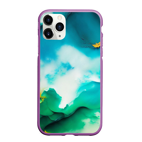 Чехол iPhone 11 Pro матовый Текстура окрашенной стены - нейросеть / 3D-Фиолетовый – фото 1