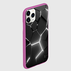 Чехол iPhone 11 Pro матовый Чёрные плиты разломы броня, цвет: 3D-фиолетовый — фото 2