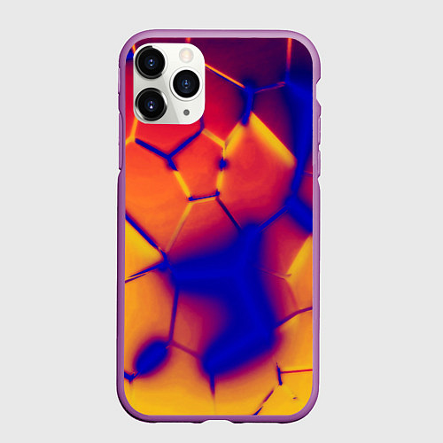Чехол iPhone 11 Pro матовый Плиты разломы сепия негатив / 3D-Фиолетовый – фото 1