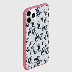 Чехол iPhone 11 Pro матовый Ева буквы паттерн, цвет: 3D-малиновый — фото 2