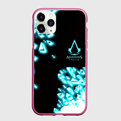 Чехол iPhone 11 Pro матовый Assassins Creed анимус, цвет: 3D-малиновый