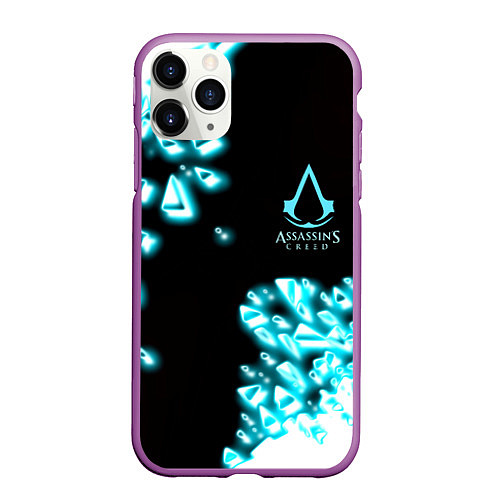 Чехол iPhone 11 Pro матовый Assassins Creed анимус / 3D-Фиолетовый – фото 1